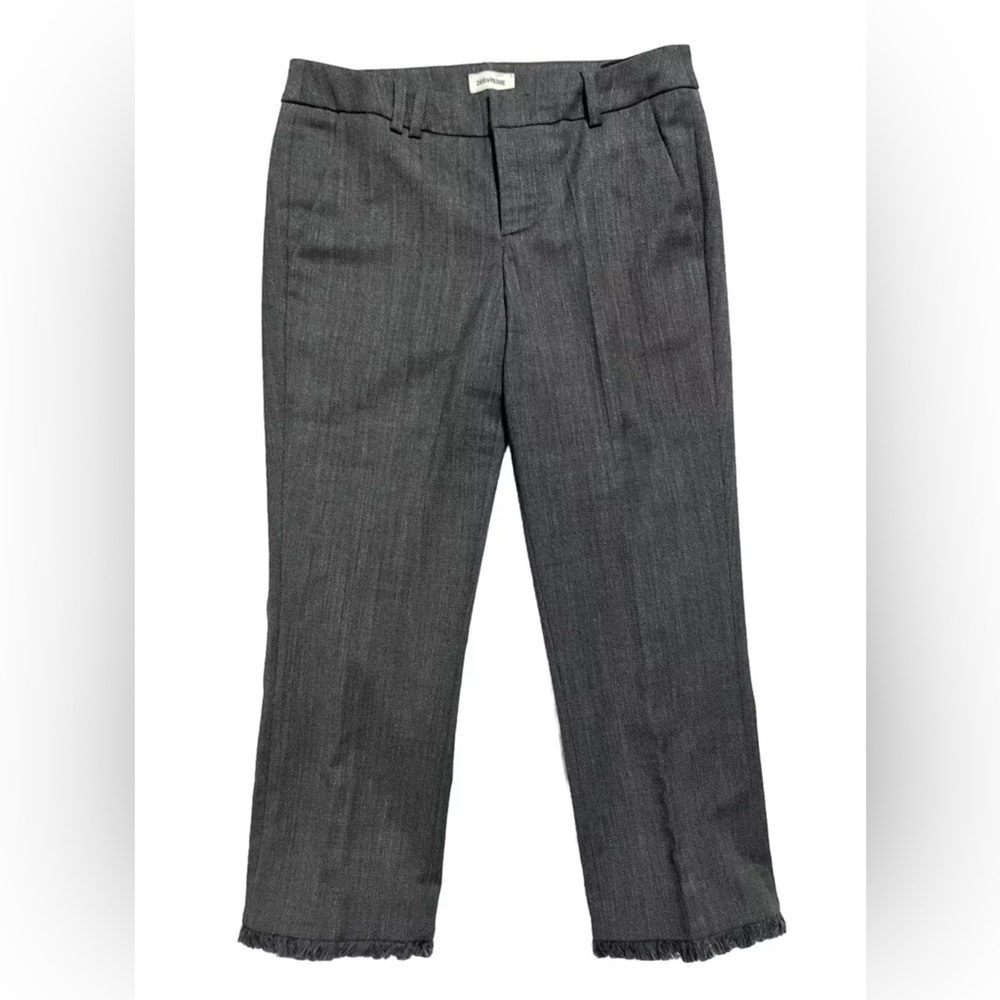 Zadig & Voltaire Posh Stripe Pants Women 38 Frange Crop Trousers EUC